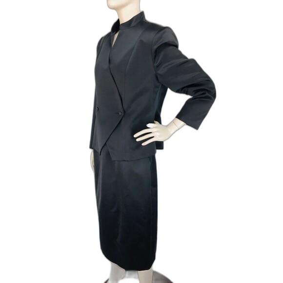 Vintage 60s Henry Lee Black High Waist Straight Skirt & Blazer Business Suit 8 - Picture 2 of 11